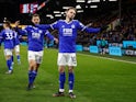  Leicester City's James Maddison celebrates scoring their first goal with Kiernan Dewsbury-Hall on March 1, 2022