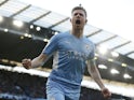Manchester City's Kevin De Bruyne celebrates scoring their first goal on March 6, 2022