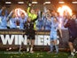 Manchester City Women celebrate winning the Women's League Cup on March 5, 2022