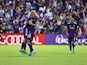 Orlando City SC defender Robin Jansson (6) and Antônio Carlos (25) celebrate as forward Benji Michel (19) (not pictured) scores a goal during the second half at Orlando City Stadium on February 27, 2022