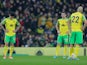 Norwich City's Mathias Normann, Kenny McLean and Teemu Pukki look dejected on March 5, 2022