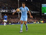  Manchester City's Rodri in action before a VAR review does not award a penalty for handball on February 26, 2022