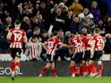 Sheffield United's Billy Sharp celebrates after scoring their first goal  on March 4, 2022