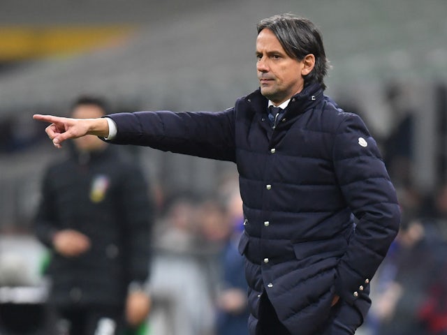 Inter Milan coach Simone Inzaghi reacts on March 1, 2022
