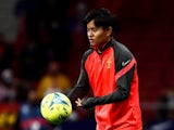 Mallorca's Takefusa Kubo pictured during the warm up before the match on December 4, 2021
