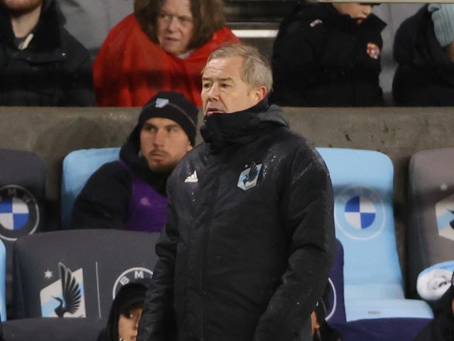 Minnesota United head coach Adrian Heath looks on during the second half against Nashville SC at Allianz Field on March 6, 2022