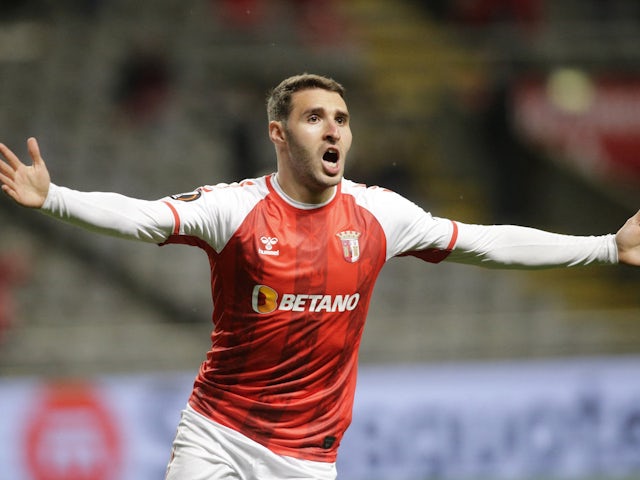  Braga's Abel Ruiz celebrates scoring their first goal on March 10, 2022