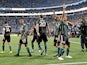 Los Angeles Galaxy midfielder Efrain Alvarez (26) celebrates scoring a goal against Charlotte FC during the second half at Bank of America Stadium on March 5, 2022