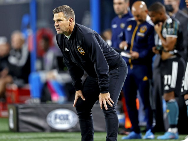 Los Angeles Galaxy manager Greg Vanney looks during the second half against Charlotte FC at Bank of America Stadium on March 6, 2022