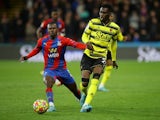 Watford's Ismaila Sarr in action with Crystal Palace's Tyrick Mitchell on February 23, 2022