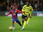 Watford's Ismaila Sarr in action with Crystal Palace's Tyrick Mitchell on February 23, 2022