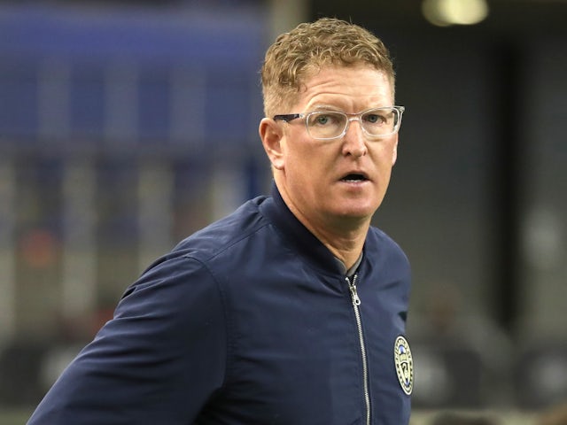 Philadelphia Union head coach Jim Curtin enters the field before the game against CF Montreal at Olympic Stadium on March 5, 2022