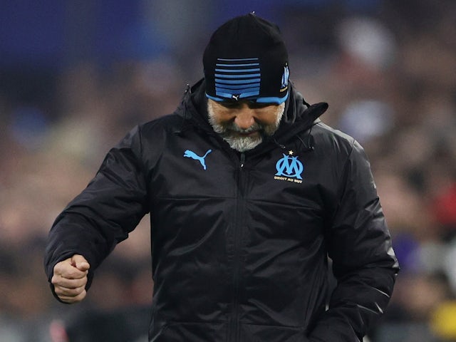 Marseille coach Jorge Sampaoli reacts on March 6, 2022
