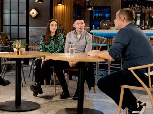 Amy, Jacob and Steve on Coronation Street on March 18, 2022