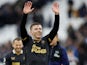Newcastle United's Matt Targett celebrates after the match on February 19, 2022