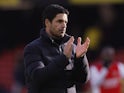 Arsenal manager Mikel Arteta applauds fans after the match on March 6, 2022