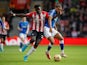 Southampton's Mohammed Salisu in action with Everton's Dominic Calvert-Lewin on February 19, 2022
