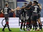 Monaco's Gelson Martins celebrates scoring their first goal with teammates on March 6, 2022