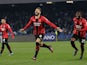 AC Milan's Olivier Giroud celebrates scoring their first goal on March 6, 2022