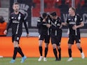 LASK Linz's Husein Balic celebrates scoring their first goal with teammates on March 10, 2022