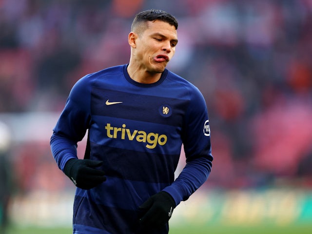 Thiago Silva warms up for Chelsea in February 2022