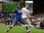 Everton's Yerry Mina in action with Leeds United's Patrick Bamford Action on August 21, 2021