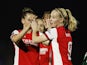 Arsenal Women's Beth Mead celebrates scoring their second goal with teammates on March 18, 2022