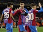 Barcelona's Ferran Torres celebrates scoring their first goal on March 13, 2022