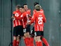 PSV Eindhoven's Eran Zahavi celebrates scoring their first goal with teammates on March 17, 2022