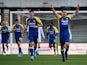 Hellas Verona's Davide Faraoni celebrates scoring their first goal on March 13, 2022