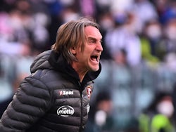 Salernitana coach Davide Nicola reacts on March 20, 2022
