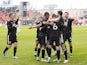 DC United midfielder Russell Canouse (6) celebrates scoring a goal with his teammates during the first half against Toronto FC at BMO Field on March 19, 2022