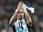 Newcastle United's Jonjo Shelvey applauds fans after the match on February 13, 2022