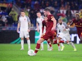 AS Roma's Jordan Veretout misses a penalty on November 21, 2021
