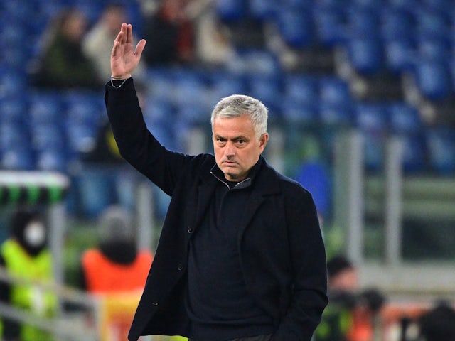 Roma coach Jose Mourinho during the match on March 17, 2022