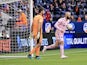 Inter Miami CF forward Gonzalo Higuain (10) carries the ball after scoring a goal on a penalty kick in the game against FC Cincinnati in the first half at TQL Stadium on March 19, 2022