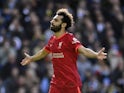 Liverpool's Mohamed Salah celebrates scoring their second goal on March 12, 2022