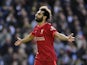 Liverpool's Mohamed Salah celebrates scoring their second goal on March 12, 2022