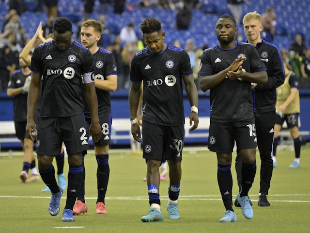 CF Montreal players leave the pitch after the match against Cruz Azul at Olympic Stadium on March 16, 2022