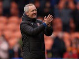 Blackpool manager Neil Critchley celebrates after the match on March 12, 2022