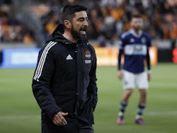 Houston Dynamo FC head coach Paulo Nagamura reacts during the second half against the Vancouver Whitecaps FC at PNC Stadium on March 12, 2022