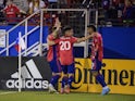 FC Dallas forward Paul Arriola (7) and forward Alan Velasco (20) and forward Jesus Ferreira (10) celebrates Ferreira scoring his first of three goals during the first half against the Portland Timbers at Toyota Stadium on March 19, 2022