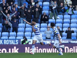 Reading's Josh Laurent celebrates scoring their first goal on March 19, 2022
