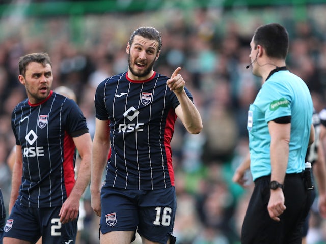 Ross County's Alex Iacovitti gestures towards the referee on March 19, 2022