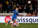 Rangers' Ryan Kent scores their first goal against Red Star Belgrade on March 17, 2022