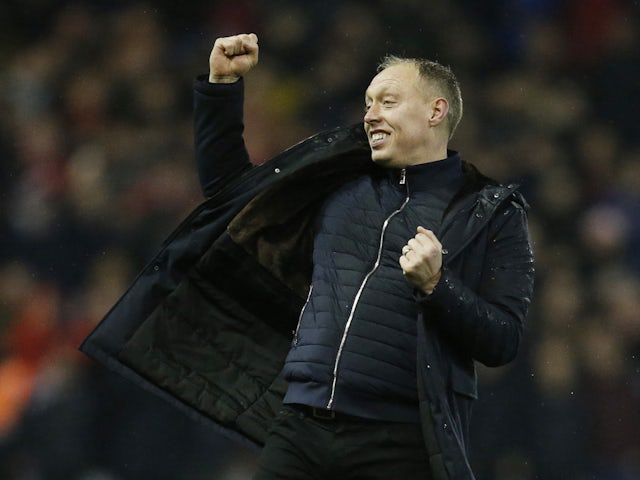 Nottingham Forest manager Steve Cooper celebrates after the match on March 16, 2022