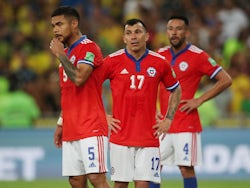 Chile's Gary Medel and teammates react on March 24, 2022