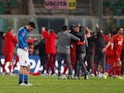 Italy's Alessandro Florenzi looks dejected after the match on March 24, 2022