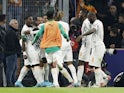 Ivory Coast's Nicolas Pepe celebrates scoring their first goal with teammates on March 25, 2022