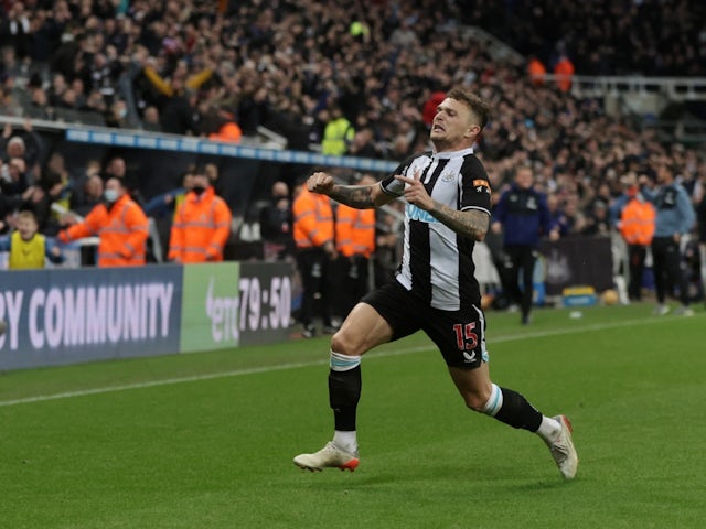 Newcastle United's Kieran Trippier celebrates scoring their third goal, on February 8, 2022